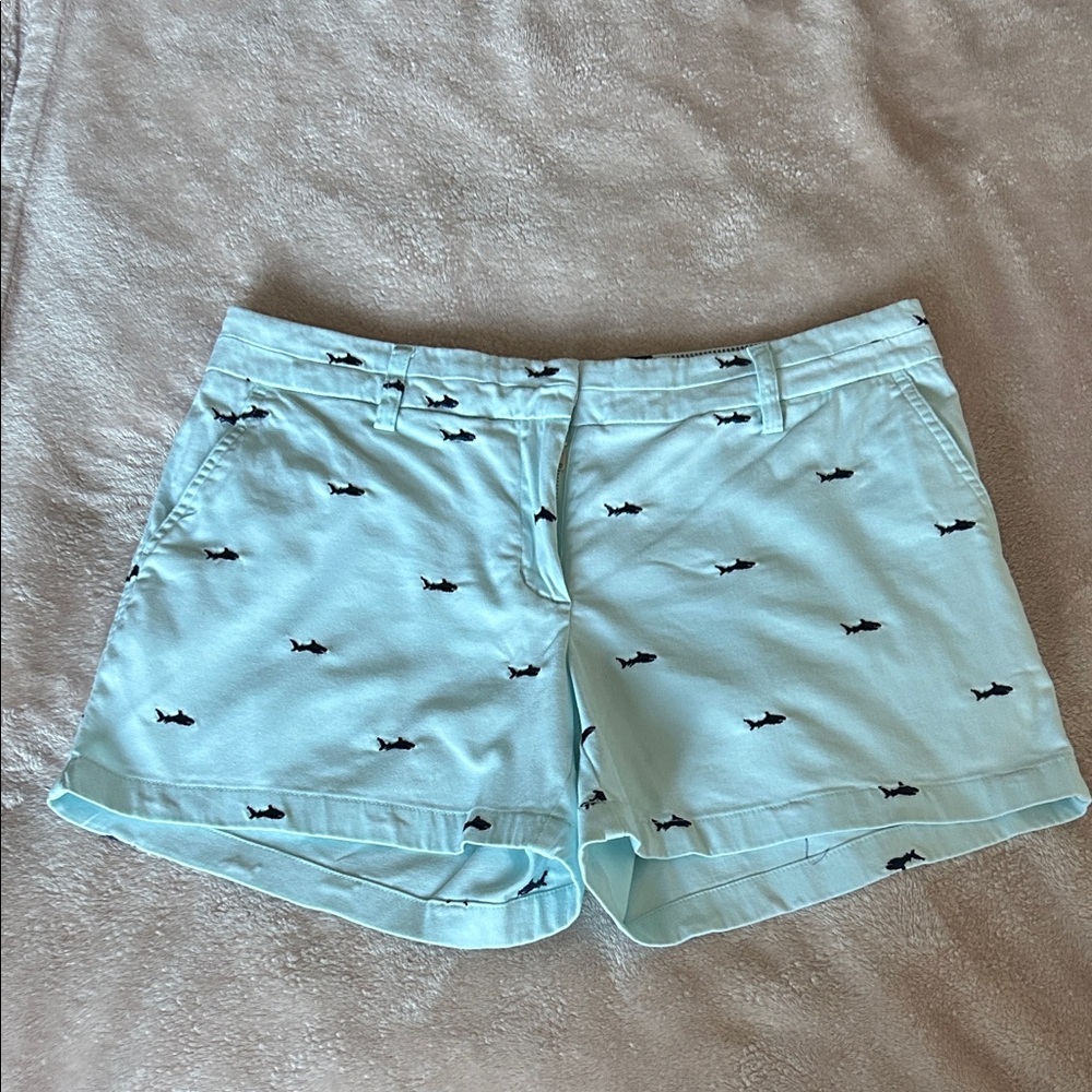 British Khaki Light Blue Shark Pattern Women's Shorts